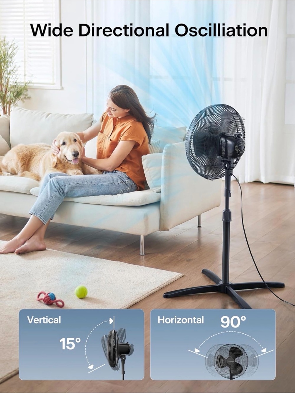 Pelonis Black Oscillating Pedestal Fan - Picture 4 of 11